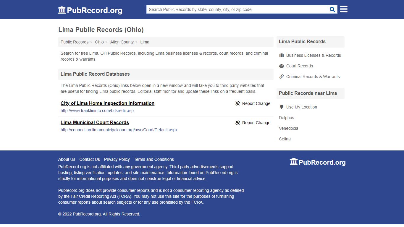 Free Lima Public Records (Ohio Public Records) - pubrecord.org